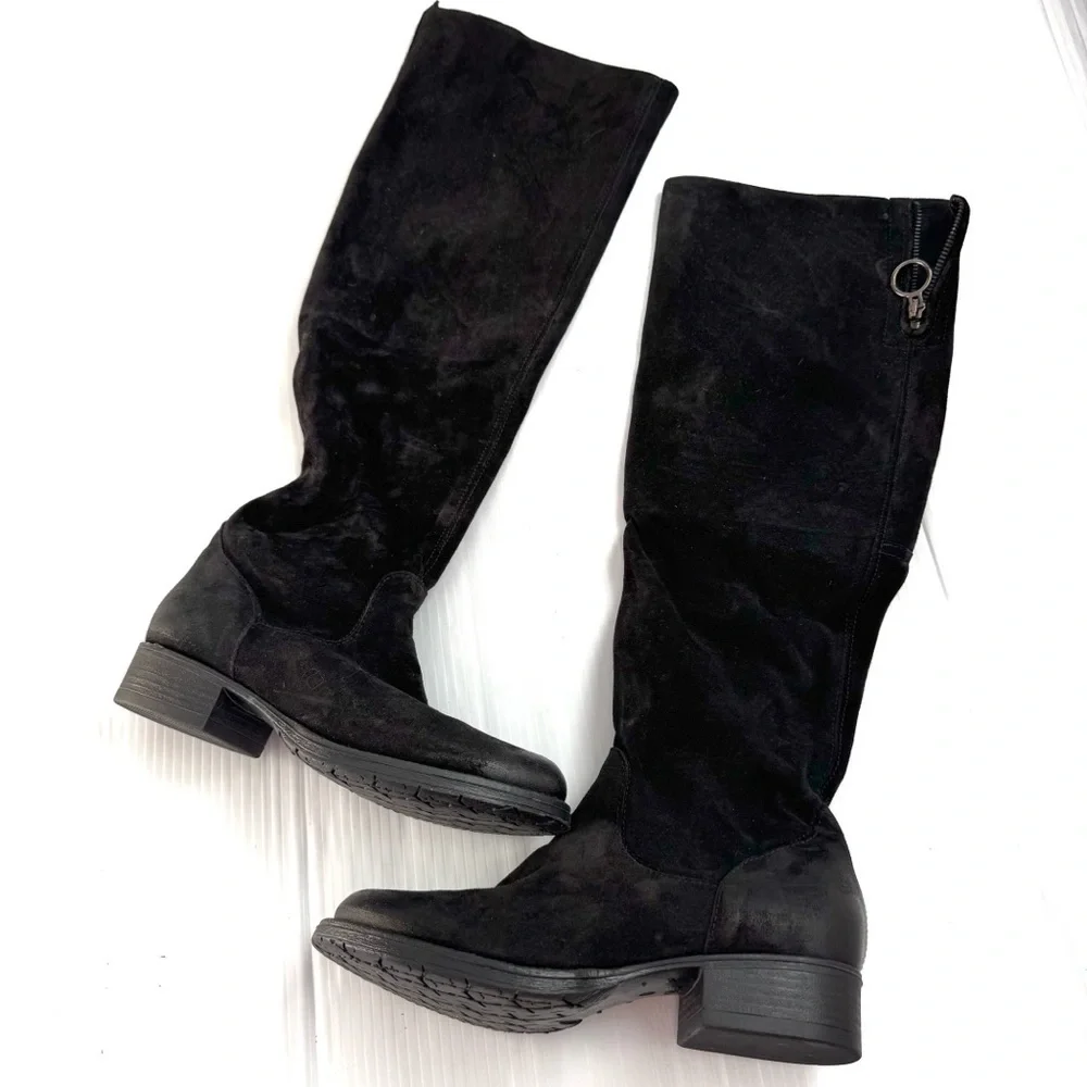 🆕 Miz Mooz Black Over the Knee suede leather Boots size 39 (8.5-9 US) NWOT